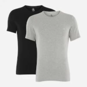 Image of Calvin Klein Mens 2 Pack Crewneck T-Shirts - Black/Grey Heather - L