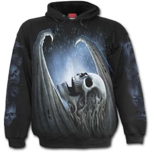 Image of Winged Skelton Mens Small Hoodie - Black