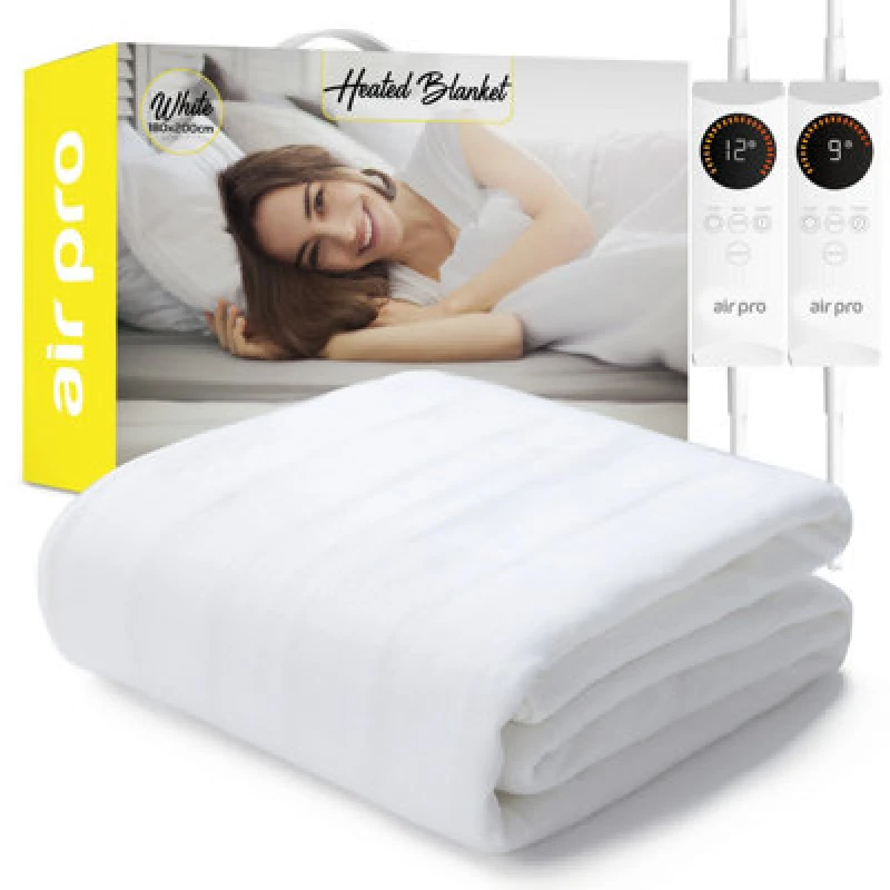 Image of Air Pro Electric Blanket - Fully Fitted Mattress Cover With Elastic Straps - Detachable Dual Controllers - Super King - 180X200Cm