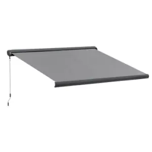 Image of Outsunny 3.5x3M LED Light Cassette Electric Awning Door Window Sun Shade Grey
