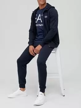 Image of EA7 Emporio Armani Core ID Logo Hooded Tracksuit - Navy, Size 2XL, Men