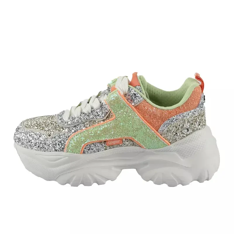 Image of Buffalo Womens Trainers Buffalo Bliss One Glam - Vegan Glitter Gris Female 36