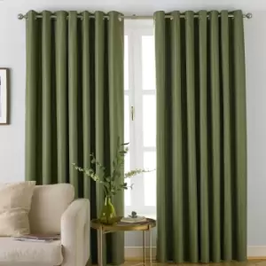 Image of Furn. Moon Herringbone Blackout Ringtop Eyelet Curtains (pair) Polyester Khaki (117X183Cm)