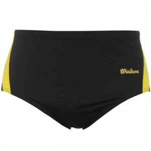 Image of WaiKoa 15cm Swimming Brief Mens - Black/Yellow