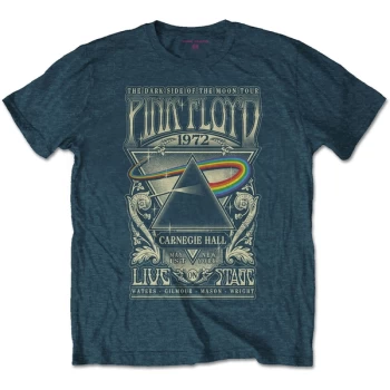 Image of Pink Floyd - Carnegie Hall Poster Unisex Large T-Shirt - Blue