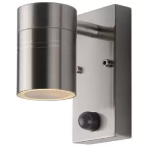 Image of Lucide arne-led - Wall Spotlight Outdoor, pir Sensor - Ø6,3cm - LED - GU10 - 1x5W 2700K - IP44 - Satin Chrome