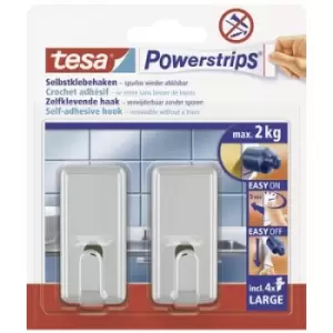 Image of tesa POWERSTRIPS Large Classic adhesive hook Chrome Content: 2 pc(s)