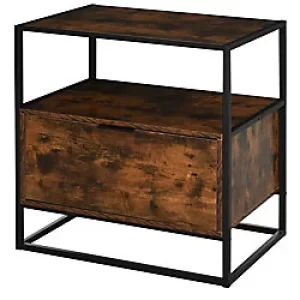 image of Homcom Industrial Side Table with Drawer 730 x 76 x 760 mm