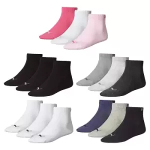 Puma Quarter Training Socks (3 Pairs) (2.5-5, Pink)