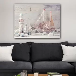 Image of 1106061614_70100 Multicolor Decorative Canvas Painting Coastal Scene
