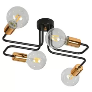 image of Emibig Veken Black/Copper Multi Arm Semi Flush Ceiling light 4x E27