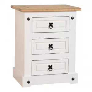 Image of Corona White 3 Drawer Bedside Chest