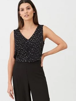 Image of Wallis Stardust Sequin Cami - Black, Size S, Women