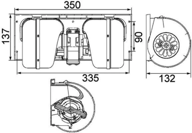 Image of MAHLE AB 85 000P Blower Motor for left-hand drive vehicles, without integrated regulator Interior Blower (2669)