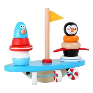 Image of LEGLER Small Foot South Pole Puzzle Game and Balancing Rocker Wooden Toy