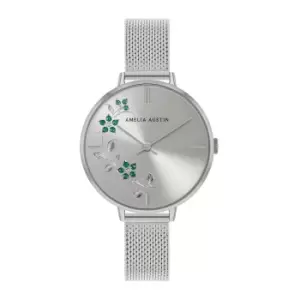 image of Floral Ladies Silver Stainless Steel Dial Watch