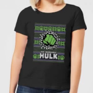 Image of Marvel Hulk Punch Womens Christmas T-Shirt - Black