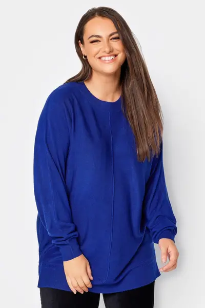 Image of Yours Step Hem Cashmilion Jumper Blue, Size 18-20, Women