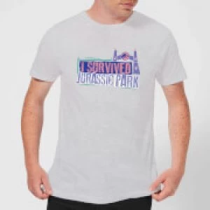 Image of Jurassic Park I Survived Jurassic Park Mens T-Shirt - Grey - L