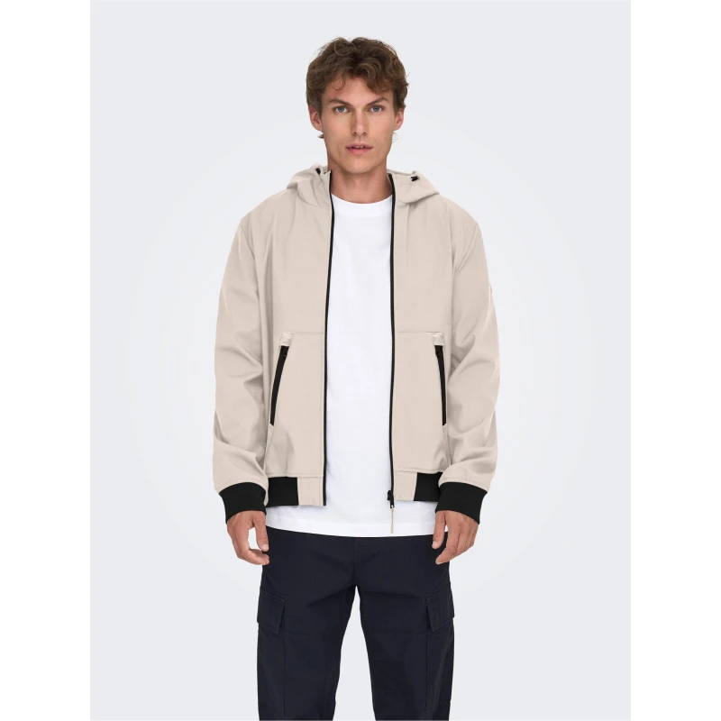 Image of Only and Sons Mens Bowie Softshell Jacket Silver Lining male Medium