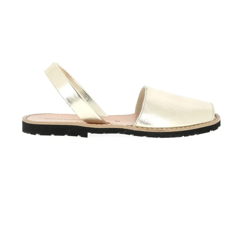 Image of MINORQUINES Avarca Metal Leather Sandals with Flat Heel Gold-Coloured Women 41 (7)