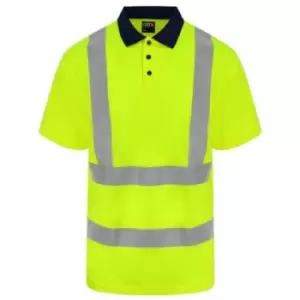 Image of PRO RTX Mens High Visibility Polo Shirt (4XL) (Yellow/Navy) - Yellow/Navy