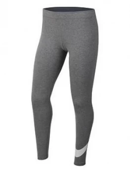 image of Nike Sportswear Older Girls Swoosh Leggings - Grey Heather