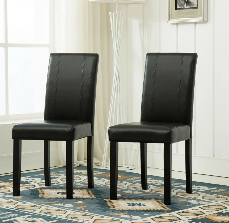 Image of MCC DIRECT Mcc Direct - 2 x Faux Leather Dining Chairs With Solid Wooden Legs home & restaurants Black PC1004