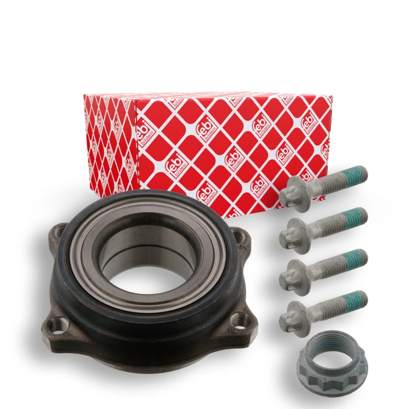 Image of FEBI BILSTEIN 34738 Wheel bearing kit with axle nut, Rear Axle Right, with bolts/screws Wheel Bearing Kit (654)