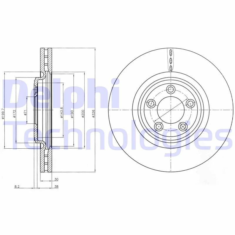 Image of DELPHI Brake disc DELPHI BG4203C