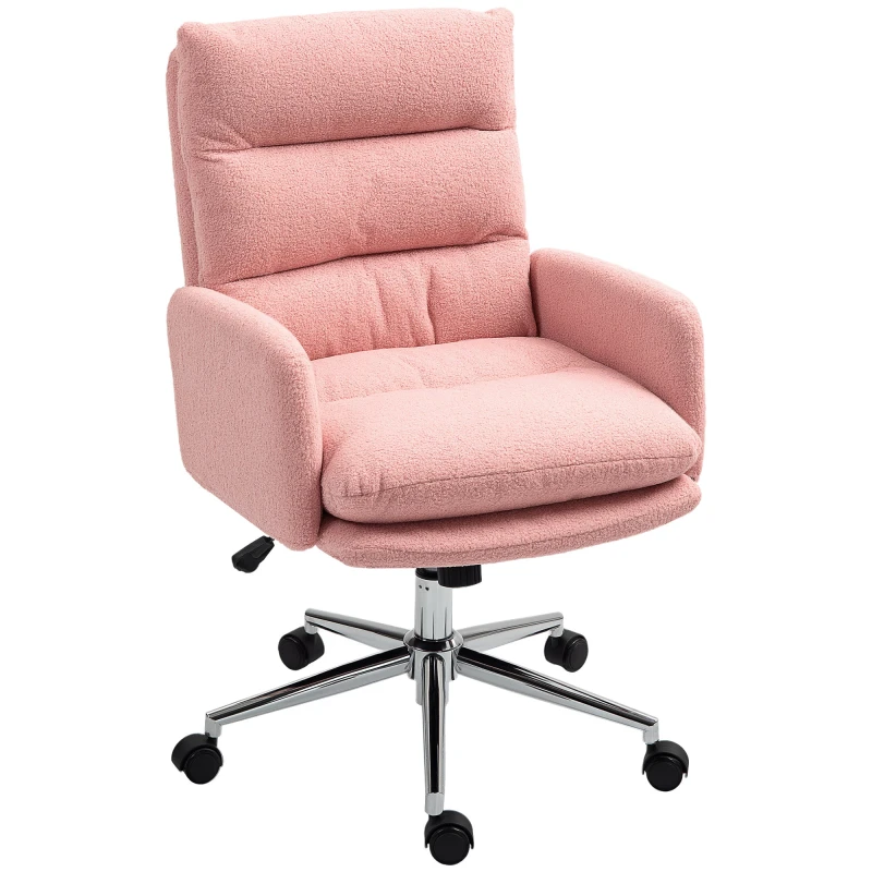 Image of HOMCOM Upholstered Desk Chair with Height Adjustable - Pink TJ Hughes 5063603270756