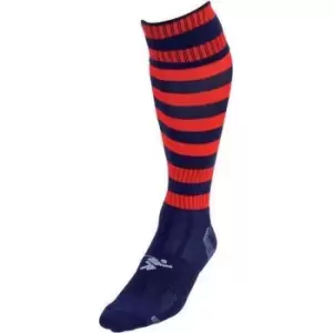 Image of Precision Childrens/Kids Pro Hooped Football Socks (12 UK Child-2 UK) (Navy/Red)