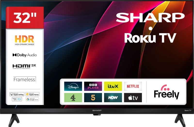 Image of Sharp 32HD2225K 32" Full HD Roku Smart TV with Freely in Black Unisex