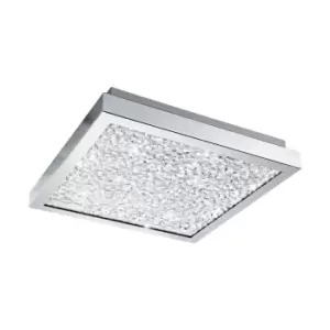 Image of Flush Ceiling Light Colour Chrome Shade Clear Glass Crystal Bulb LED 16W