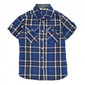Image of Lee Cooper Short Sleeve Check Shirt Junior Boys - Navy/Royal/Whte