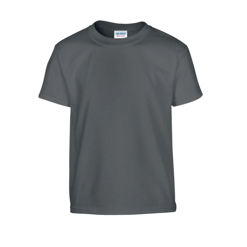 Image of Gildan Plain Cotton Heavy T-Shirt in Charcoal Size: 12-13 Years Charcoal Unisex 12-13 Years
