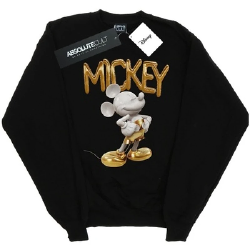 Image of Disney Mickey Mouse Gold Statue Sweatshirt Black female