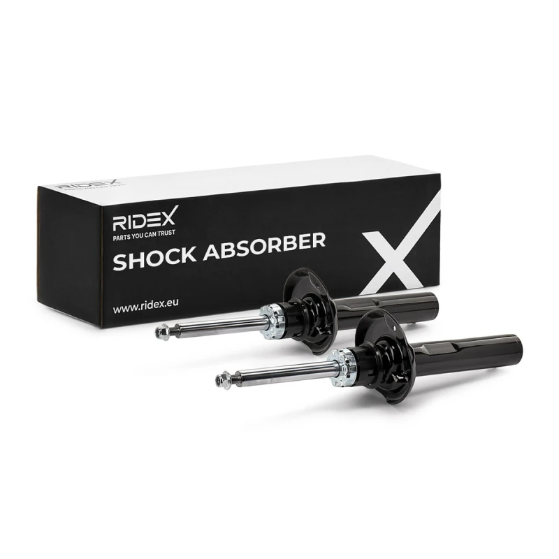 Image of RIDEX 854S19296 Shock absorber Front Axle, Gas Pressure, Twin-Tube, Suspension Strut, Bottom Plate Shock Absorber (854)