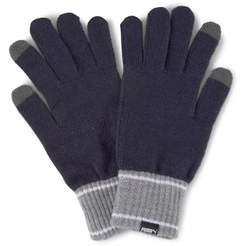 image of Puma - Knit Gloves (Pair) - Medium/Large - Peacoat/Gray Heather