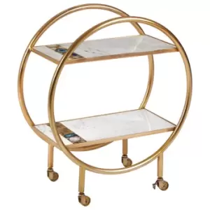 Image of Olivia's White Marble And Agate Bar Trolley