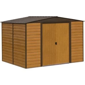 image of Arrow Woodvale 10X6 Apex Coffee Metal Shed With Floor - Assembly Service Included