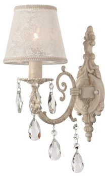 image of Filomena Wall Candle Lamp Ivory & Crystal, 1 Light, E14