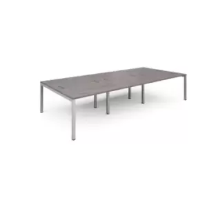 Image of Connex triple back to back desks 3600mm x 1600mm - silver frame and grey oak top