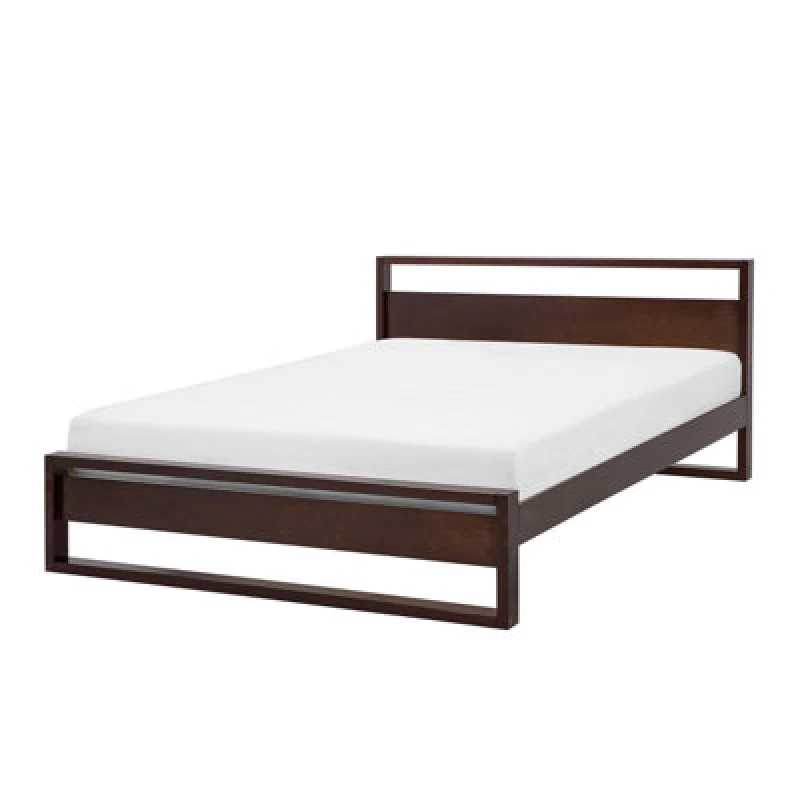 Image of Beliani Bed Pine Wood Giulia 160 X 200 Cm (Eu King Size) Dark Brown