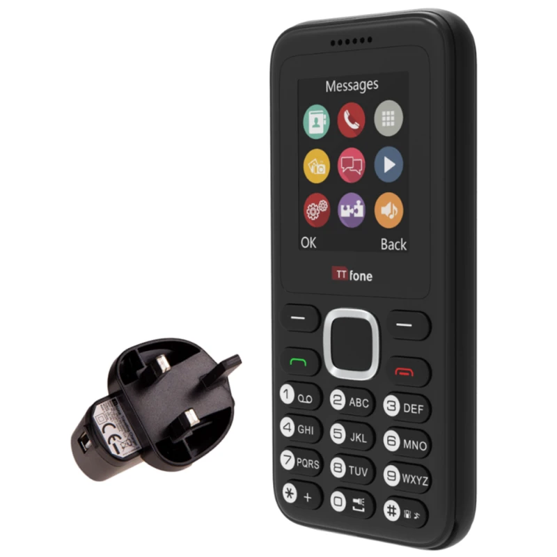 Image of TTfone TTfone TT150 Black Dual SIM + Mains Charger - High Quality, Affordable, Emergency Mobile Phone