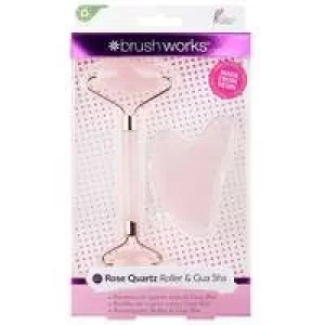 Image of Brushworks Accessories Rose Quartz Resin Roller and Gua Sha