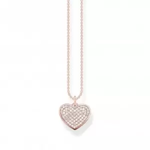 image of Sterling Silver Rose Gold Plated White Heart Necklace KE2127-416-14-L45V