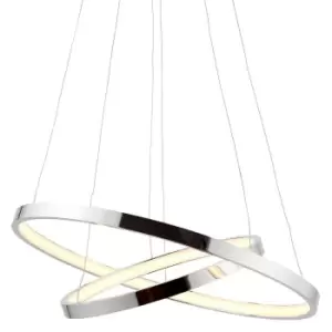 Image of LED Ceiling Pendant Light 20.5W Warm White Chrome Infinity Ring Strip Feature