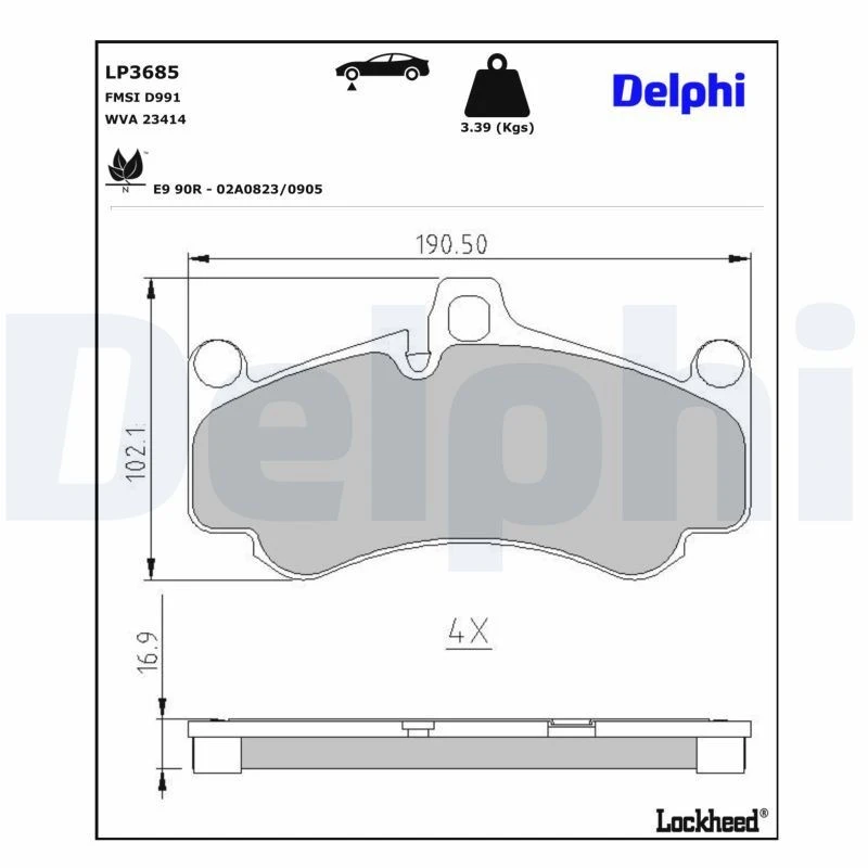 Image of DELPHI Brake pad set DELPHI LP3685