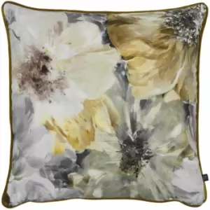 Image of Prestigious Textiles Lani Botanical 100% Cotton Piped Edge Cushion Cover, Amber, 55 x 55 Cm